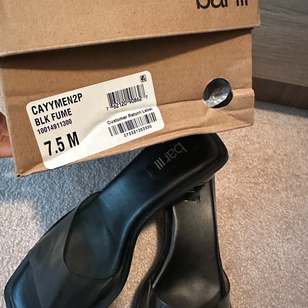 Bar III Black Square Open-Toe Slide Mules NIB - Picture 4 of 9